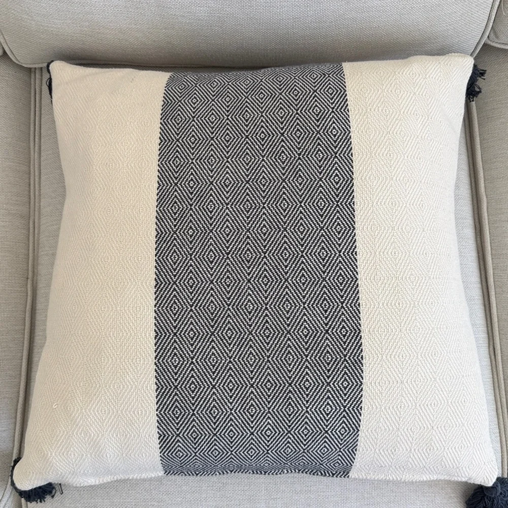 Elements by Erin Gates Navy & Cream Woven Throw Pillows with Tassels - Set of 2